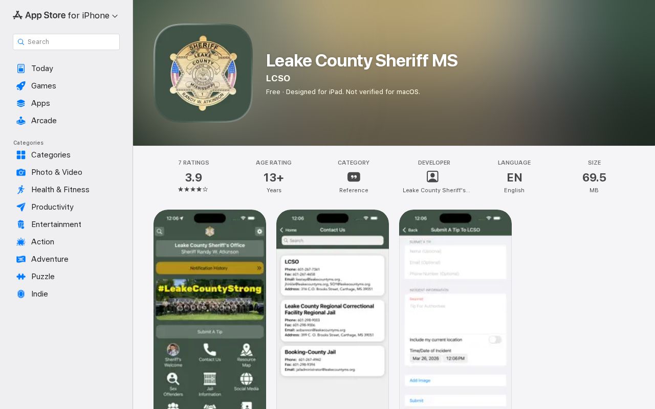 Leake County 72-hour release research using the sheriff iOS app listing